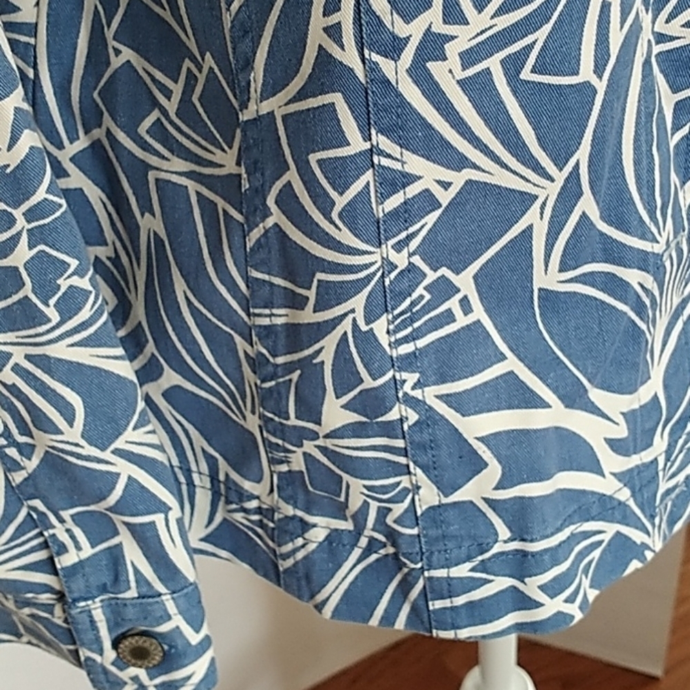JM Collection, Blue Geometric Cotton Jacket.Sz 10. - Picture 4 of 8